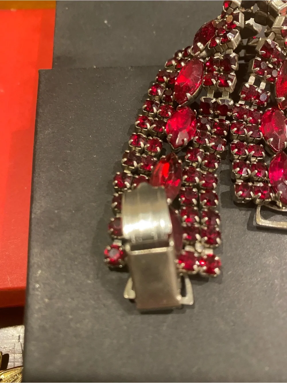 High End 1950-1960 Red Crystal Statement Bracelet - Women Jewelry